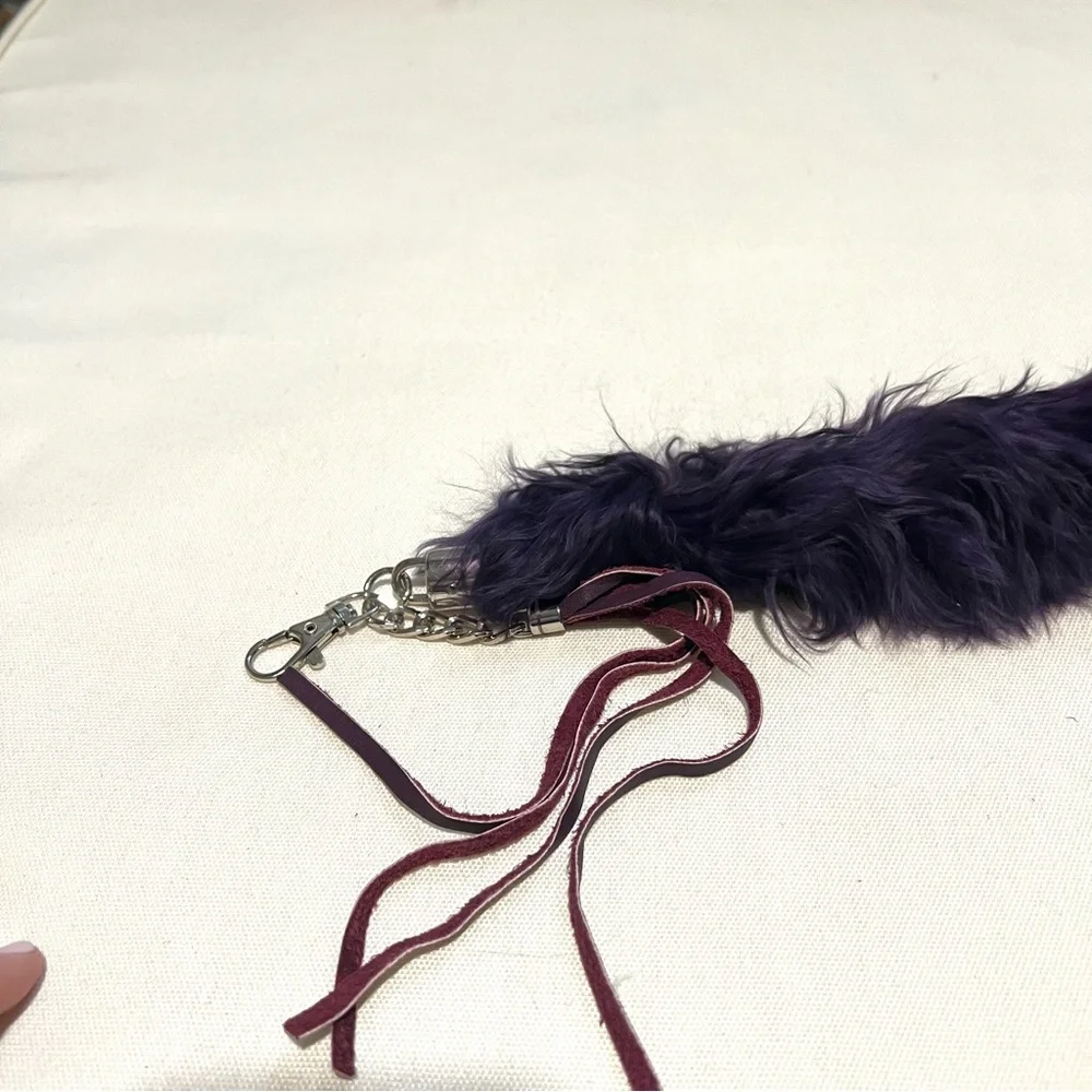 NWT NEW Purple Feathery Leather Key Chain